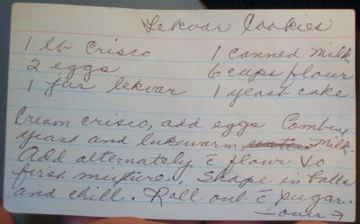 Ida's lekvar recipe card, side 1